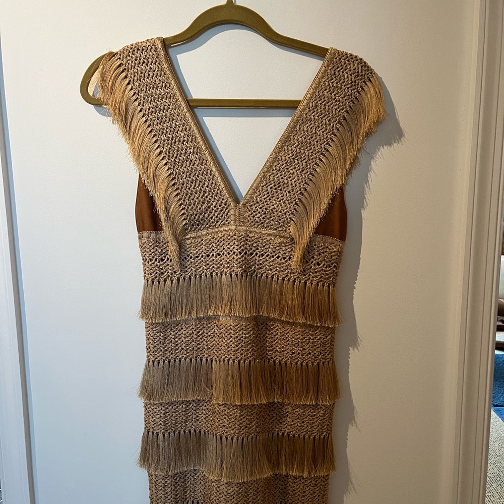 Patbo fringe midi dress in size 4